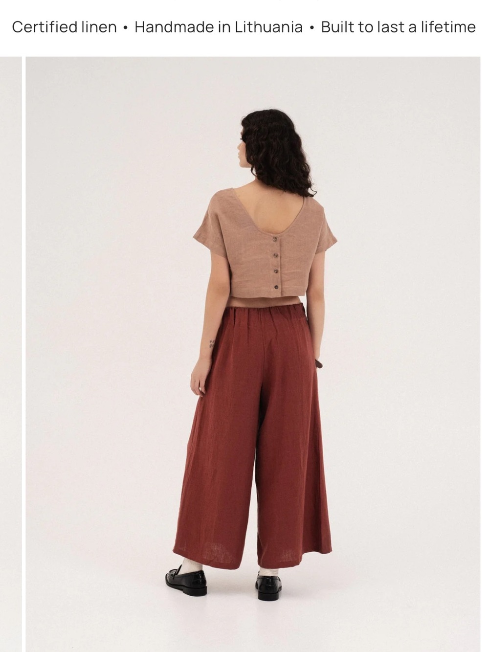 Handmade Linen Crop Top — Earthy Taupe - Picture 3 of 7